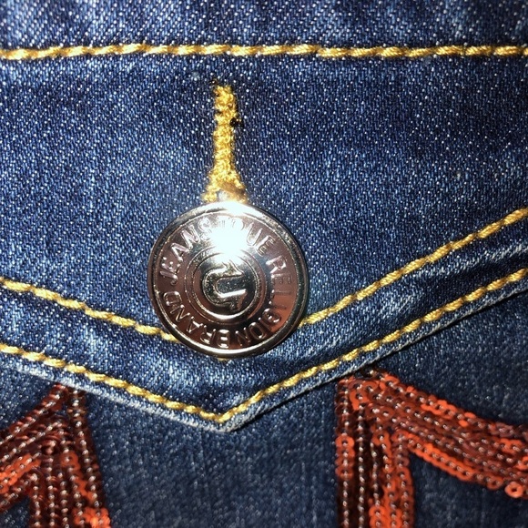 True Religion Women’s “Julie” Dark Wash Gold Sequin Jeans Size 27 - Picture 6 of 13